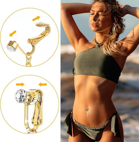 5 Pcs Butterfly Heart Gold Fake Belly Piercing Ring for Women Fake Faux Belly Button Piercing Clip Surgical Button Ring Earrings Non Piercing Jewelry Navel Rings for Women in Saudi Arabia