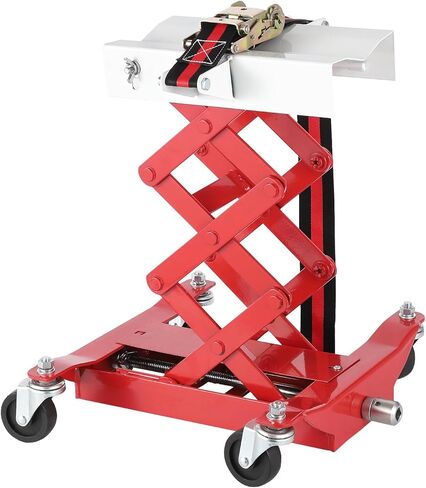 Garvee 450 Lbs Capacity Low Profile Transmission Jack with Safety Straps, 7-23 Inch Lift Range, Heavy Duty Auto Repair Lifting Jack with 4 Wheels for for Smaller Vehicles, Red in Saudi Arabia