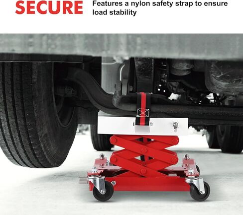 Garvee 450 Lbs Capacity Low Profile Transmission Jack with Safety Straps, 7-23 Inch Lift Range, Heavy Duty Auto Repair Lifting Jack with 4 Wheels for for Smaller Vehicles, Red in Saudi Arabia