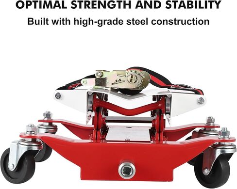 Garvee 450 Lbs Capacity Low Profile Transmission Jack with Safety Straps, 7-23 Inch Lift Range, Heavy Duty Auto Repair Lifting Jack with 4 Wheels for for Smaller Vehicles, Red in Saudi Arabia