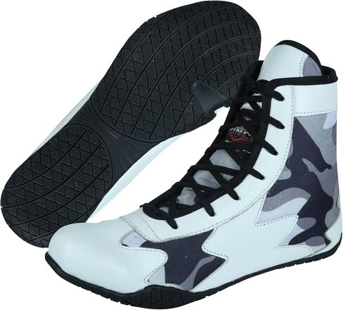 Men's Boxing & Wrestling Shoes – Premium Leather, Ankle Support, Non-Slip Grip (Black Camo, Blue Camo, Red Camo) in Kuwait