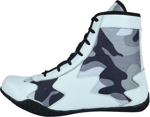 Men's Boxing & Wrestling Shoes – Premium Leather, Ankle Support, Non-Slip Grip (Black Camo, Blue Camo, Red Camo) in Kuwait
