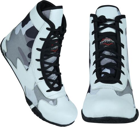 Men's Boxing & Wrestling Shoes – Premium Leather, Ankle Support, Non-Slip Grip (Black Camo, Blue Camo, Red Camo) in Kuwait