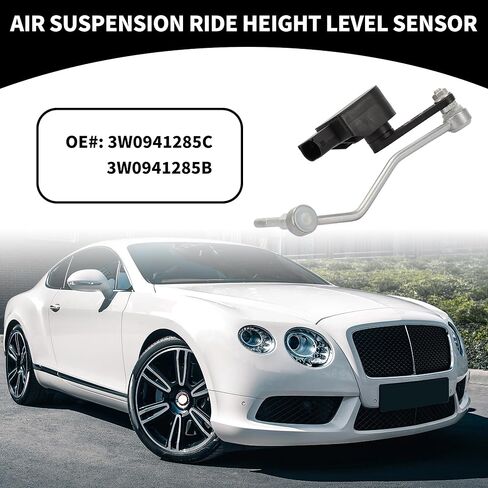 Air Suspension Ride Height Level Sensor No.3W0941285C - Car Front Left Headlight Level Sensor - for Bentley for Continental GT Metal Black - 1 Pc in Kuwait