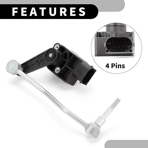 Air Suspension Ride Height Level Sensor No.3W0941285C - Car Front Left Headlight Level Sensor - for Bentley for Continental GT Metal Black - 1 Pc in Kuwait