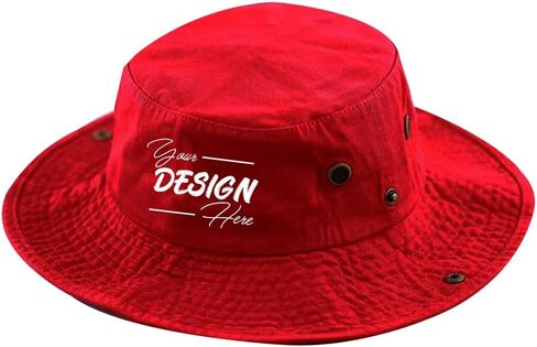 INK STITCH Unisex 1510 Custom Personalized Add Your Logo Texts Embroidery Safari Summer Bucket Hats in Saudi Arabia