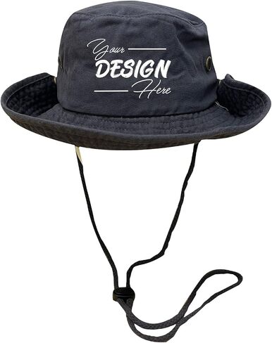 INK STITCH Unisex 1510 Custom Personalized Add Your Logo Texts Embroidery Safari Summer Bucket Hats in Saudi Arabia