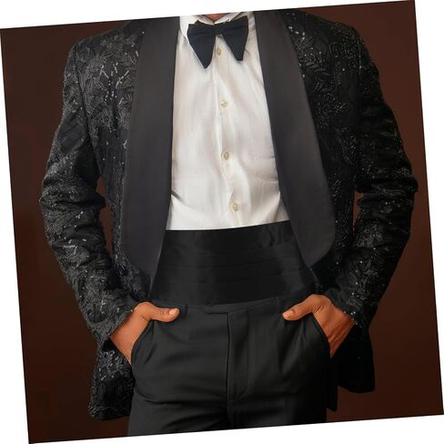 3pcs قابلة للتعديل cummerbund للرجال حزام سهرة أنيقة مع ربطة عنق وجيب مريح الحرف الدائمة للأحداث الرسمية in Saudi Arabia