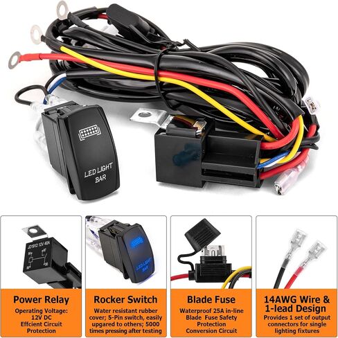 WEISEN 300W مفتاح على شريط LED شريط الأسلاك تسخير ث /ACC المحطة الطرفية التبديل التتابع FUSE ، 14AWG 1 LEDE in Saudi Arabia