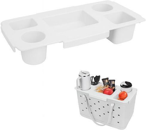 Top Cup & Phone Holder Tray – Compatible with Bogg Bag XL – Waterproof EVA Tabletop Organizer for Stanley 40oz, Snacks, Drinks, Beach & Travel Essentials (White) in Saudi Arabia