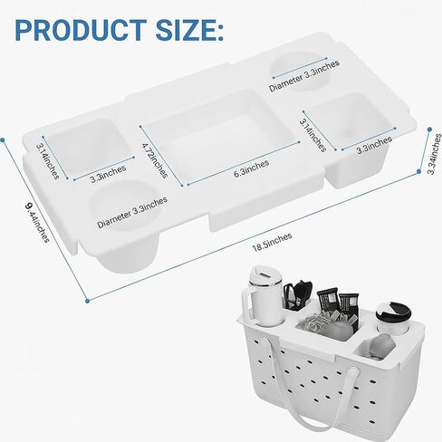 Top Cup & Phone Holder Tray – Compatible with Bogg Bag XL – Waterproof EVA Tabletop Organizer for Stanley 40oz, Snacks, Drinks, Beach & Travel Essentials (White) in Saudi Arabia