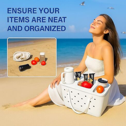 Top Cup & Phone Holder Tray – Compatible with Bogg Bag XL – Waterproof EVA Tabletop Organizer for Stanley 40oz, Snacks, Drinks, Beach & Travel Essentials (White) in Saudi Arabia