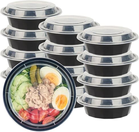 علب طعام Asporto سعة 32 أونصة من Restaurantware، 50 حاوية طعام قابلة للاستخدام في الميكروويف - تتضمن أغطية بلاستيكية شفافة، لا تحتوي على مادة BPA، حاويات طعام بلاستيكية بيضاء لتقديم الطعام، يمكن التخلص منها، مستديرة in Saudi Arabia