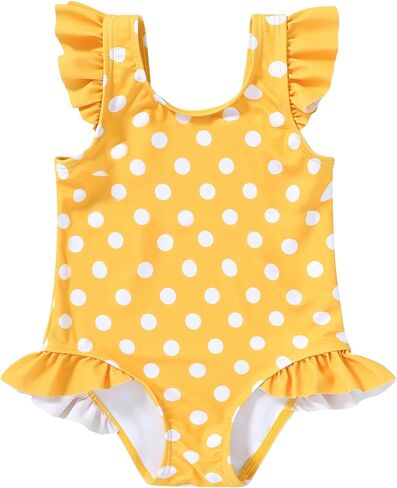 Tiny Cutey Toddler Girl Swimsuit Ruffled Stripe Sleeveless Swimwear One-Piece Baby Girl Bathing Suits (Pink-Stripe, 4-5 Years) in Kuwait