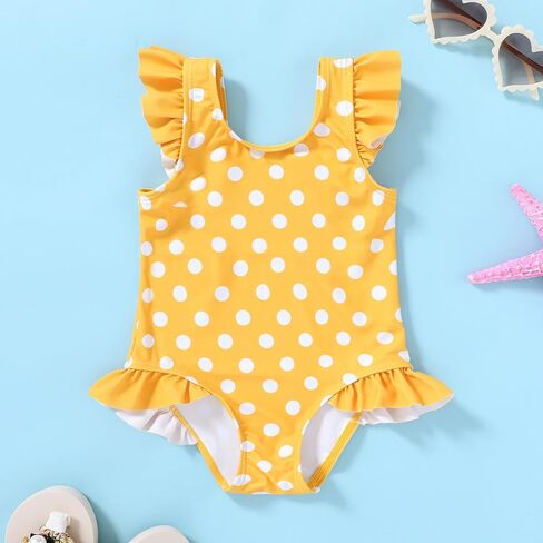 Tiny Cutey Toddler Girl Swimsuit Ruffled Stripe Sleeveless Swimwear One-Piece Baby Girl Bathing Suits (Pink-Stripe, 4-5 Years) in Kuwait