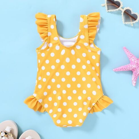 Tiny Cutey Toddler Girl Swimsuit Ruffled Stripe Sleeveless Swimwear One-Piece Baby Girl Bathing Suits (Pink-Stripe, 4-5 Years) in Kuwait