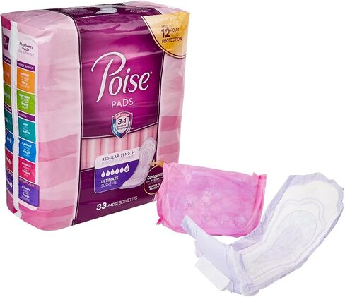 Poise Pads, Regular Length, Ultimate Absorbency 33 Pads (Pack of 2) in Kuwait