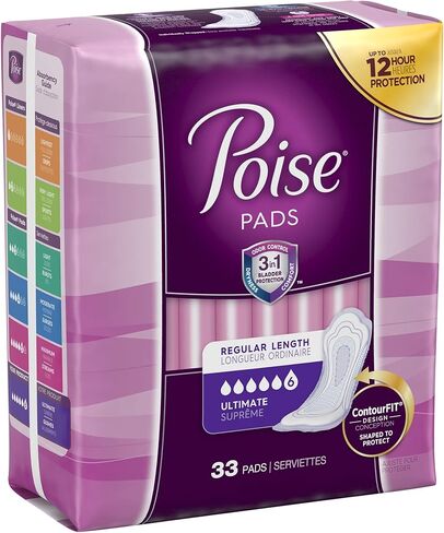 Poise Pads, Regular Length, Ultimate Absorbency 33 Pads (Pack of 2) in Kuwait