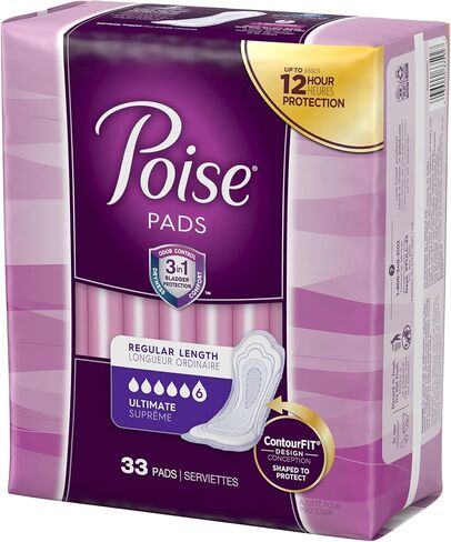 Poise Pads, Regular Length, Ultimate Absorbency 33 Pads (Pack of 2) in Kuwait