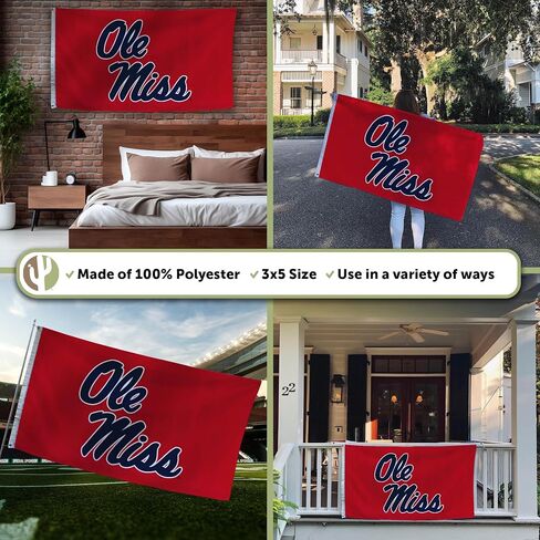 Desert Cactus University of Mississippi Flag Rebels Ole Miss U of M Flags Banners 100% Polyester Indoor Outdoor 3x5 (Style 2) in Saudi Arabia