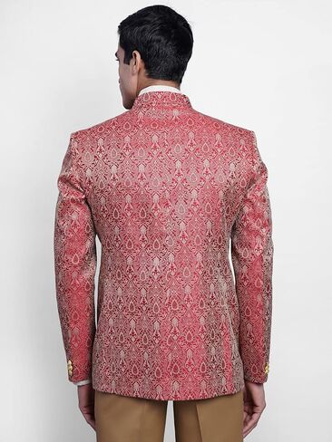 Wintage Men's Banarasi Rayon Cotton Cotton Festive and Disual Bandhgala Jodhpuri Blazer: Red1 in Kuwait
