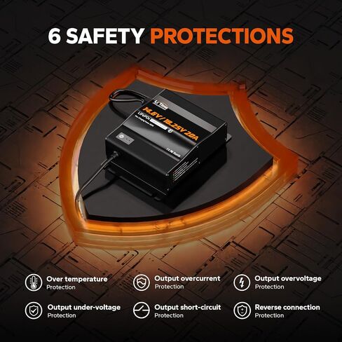 LITIME 12V (14.6V) و 16V (18.25V) 20A شاحن بطارية LifePo4 القابل للتركيب - IP65 AC AC إلى الشاحن السريع DC مع الجهد القابل للتعديل ، وتفعيل BMS الذكي ومؤشر LED in Saudi Arabia