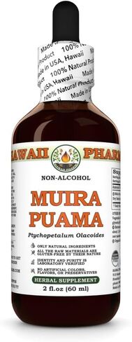 Hawaii Pharm Muira Puama الخالي من الكحول ، الجليسريت لتعزيز الرغبة والطاقة ، يدعم الذاكرة ، ويعزز الهدوء ، ويعزز الدورة الدموية ، ويقلل من الدوائر المظلمة ، ويشجع الحيوية - 4 fl.oz in Saudi Arabia