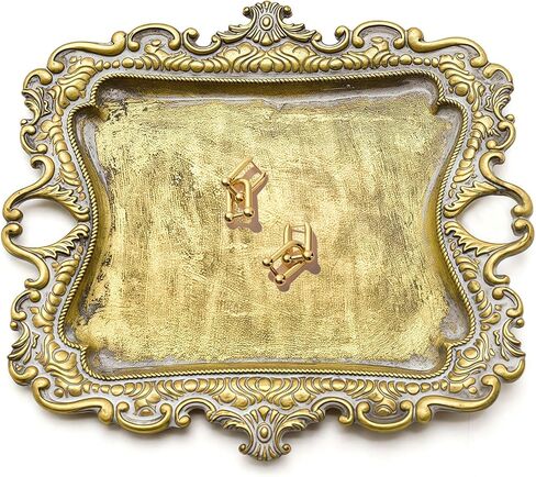 Small Antique Tray Jewelry Ring Dish, French Decor Gold Vintage Trinket Jewelry Holder, Antique Home Decor Display Trays Gifts for Women, Wedding, Birthday, Mother's Day Gifts for Women in Kuwait