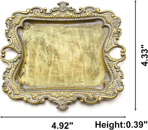 Small Antique Tray Jewelry Ring Dish, French Decor Gold Vintage Trinket Jewelry Holder, Antique Home Decor Display Trays Gifts for Women, Wedding, Birthday, Mother's Day Gifts for Women in Kuwait