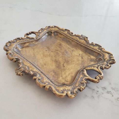 Small Antique Tray Jewelry Ring Dish, French Decor Gold Vintage Trinket Jewelry Holder, Antique Home Decor Display Trays Gifts for Women, Wedding, Birthday, Mother's Day Gifts for Women in Kuwait