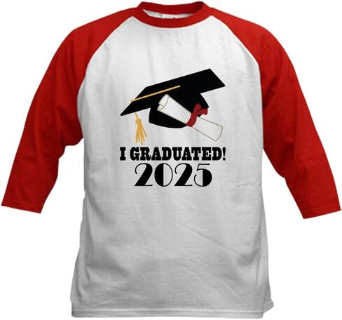 Cafepress 2025 التخرج أنا تخرج الأطفال بيسبول تي شيرت كيدز كوتون بيسبول جيرسي ، 3/4 قميص راجلان. in Kuwait