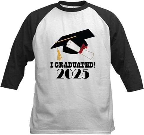 Cafepress 2025 التخرج أنا تخرج الأطفال بيسبول تي شيرت كيدز كوتون بيسبول جيرسي ، 3/4 قميص راجلان. in Kuwait