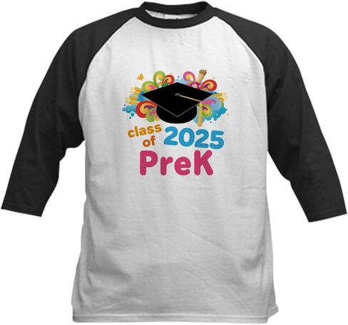 Cafepress Class of 2025 Prek Preschool Kids Baseball T Shirt Kids Cotton Baseball Jersey ، 3/4 Raglan Sleeve Shirt in Kuwait