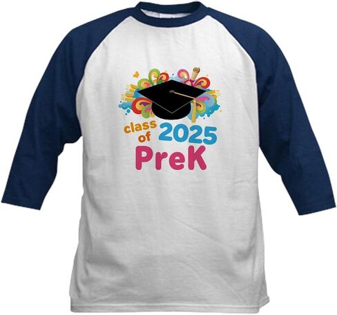 Cafepress Class of 2025 Prek Preschool Kids Baseball T Shirt Kids Cotton Baseball Jersey ، 3/4 Raglan Sleeve Shirt in Kuwait