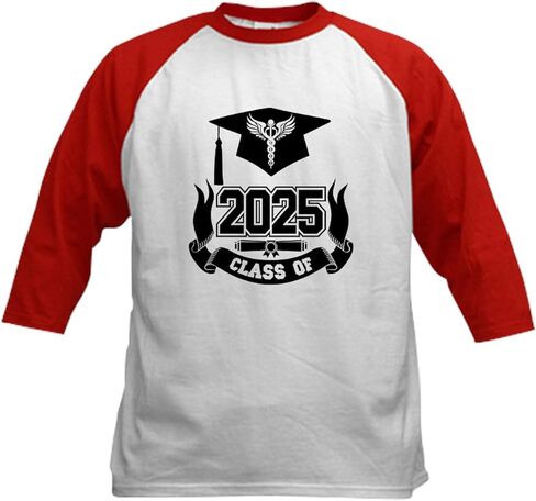 CAFEPRESS CADUCEUS MEDICAL CLOCH CLASS OF 2025 KIRDS COTTON Baseball Tirt ، Jersey ، 3/4 RAGLAN SEREVE SIRT in Kuwait