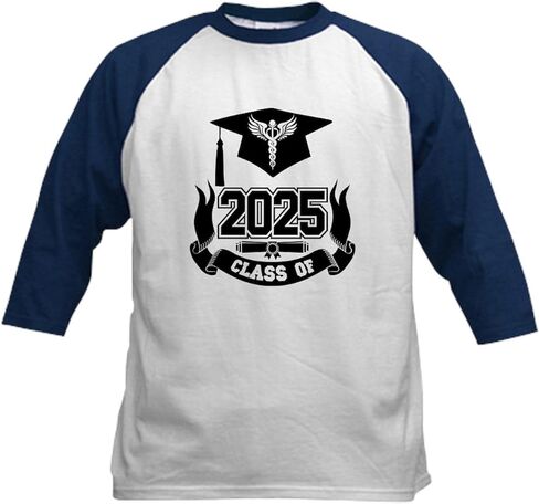 CAFEPRESS CADUCEUS MEDICAL CLOCH CLASS OF 2025 KIRDS COTTON Baseball Tirt ، Jersey ، 3/4 RAGLAN SEREVE SIRT in Kuwait