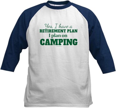 Cafepress Camping Plan Baseball Jersey Kids Cotton Baseball Jersey ، 3/4 Raglan Sleeve Shirt in Kuwait