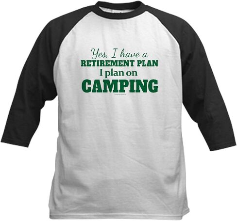 Cafepress Camping Plan Baseball Jersey Kids Cotton Baseball Jersey ، 3/4 Raglan Sleeve Shirt in Kuwait
