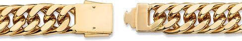 PalmBeach Men's Yellow Gold-plated Square Genuine Blue Sapphire, ID Link Bracelet (12mm), Box Clasp, 8 inches in Saudi Arabia