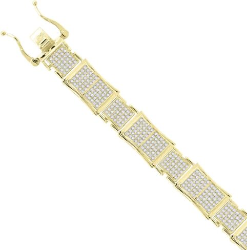 Diamond2Deal 925 Sterling Silver Yellow-Tone Men Micropave Cubic Zirconia Link Bracelet in Saudi Arabia