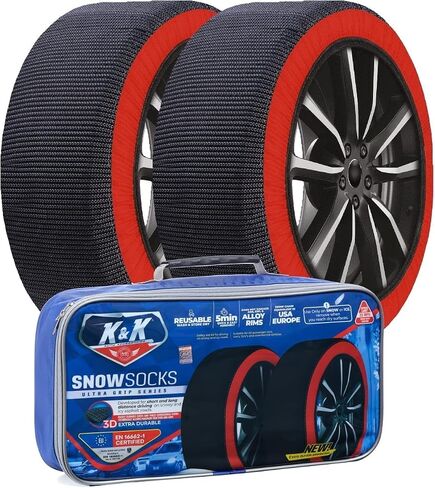 k & k Auto Accostories Snow Swicks for Tyres - Pro Series for Ultimate Grip Content for Tyre Snow Chain - جهاز جر الثلج لسيارات الركاب سيارات سيارات الدفع الرباعي في حالات الطوارئ الشتوية (كبيرة) in Saudi Arabia