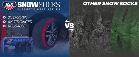 k & k Auto Accostories Snow Swicks for Tyres - Pro Series for Ultimate Grip Content for Tyre Snow Chain - جهاز جر الثلج لسيارات الركاب سيارات سيارات الدفع الرباعي في حالات الطوارئ الشتوية (كبيرة) in Saudi Arabia
