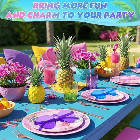 Kingdder 24 Pack Hawaii Cartoon Sunglasses Theme Party Favors Bulk Pink Purple Blue Round Rimless Transparent Sun Glasses for Cute Candy Color Cartoon Birthday Party Supplies Decorations in Saudi Arabia