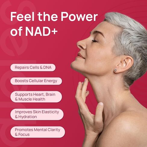 ملحق NAD+ للنساء - NMN بديل مع β -NAD+ ، عبر رئاسة ، CoQ10 ، D -Ribose - يعزز التجديد الخلوي ، الطاقة ، وصحة الجلد المشع - 180 كبسولة in Kuwait