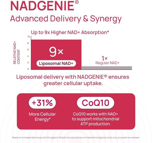 ملحق NAD+ للنساء - NMN بديل مع β -NAD+ ، عبر رئاسة ، CoQ10 ، D -Ribose - يعزز التجديد الخلوي ، الطاقة ، وصحة الجلد المشع - 180 كبسولة in Kuwait
