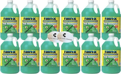 12 حزمة المطر × سائل غسالة الزجاج الأمامي الأخضر مع طارد المطر ومزيل الأخطاء 32* F جميع سائل الطقس 1 غالون لكل ملصقات in Kuwait