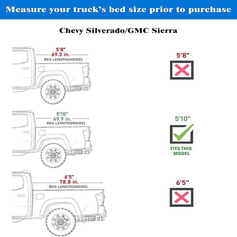 Hard Folding Truck Bed Tonneau Cover |THTF029|Fits 2019-2025 Chevy Silverado/GMC Sierra 5'8" Bed (69.6") in Saudi Arabia