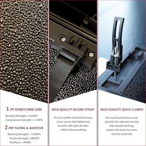 FRP Hard Tri-Fold Bed Bed Tonneau Cover متوافق مع 2016-2025 Toyota Tacoma Double Cab (Excl. Edition) in Kuwait