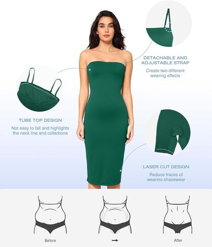 Popilush Green Bodycon Maxi Tube Dress Spaghetti Strap Strap Dress Frict ShapeWear Summer Bareing Bluetag Collection M in Saudi Arabia