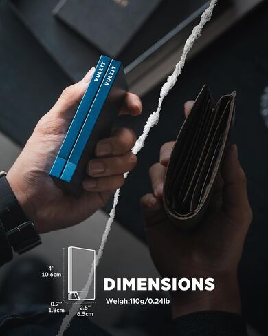 حامل بطاقة الائتمان المزدوج من جانب Vulkit Men ، حامل محفظة إطراء الزر المزدوج المزدوج مع حظر RFID ، علبة بطاقة ألومنيوم إطار المعادن ، تحتوي على 12-16 بطاقة (البحرية) in Kuwait